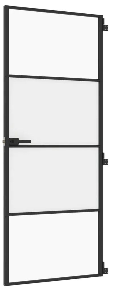 vidaXL Εσωτερική Πόρτα Μαύρη 83 x 201,5 εκ. Ψημένο Γυαλί & Αλουμίνιο