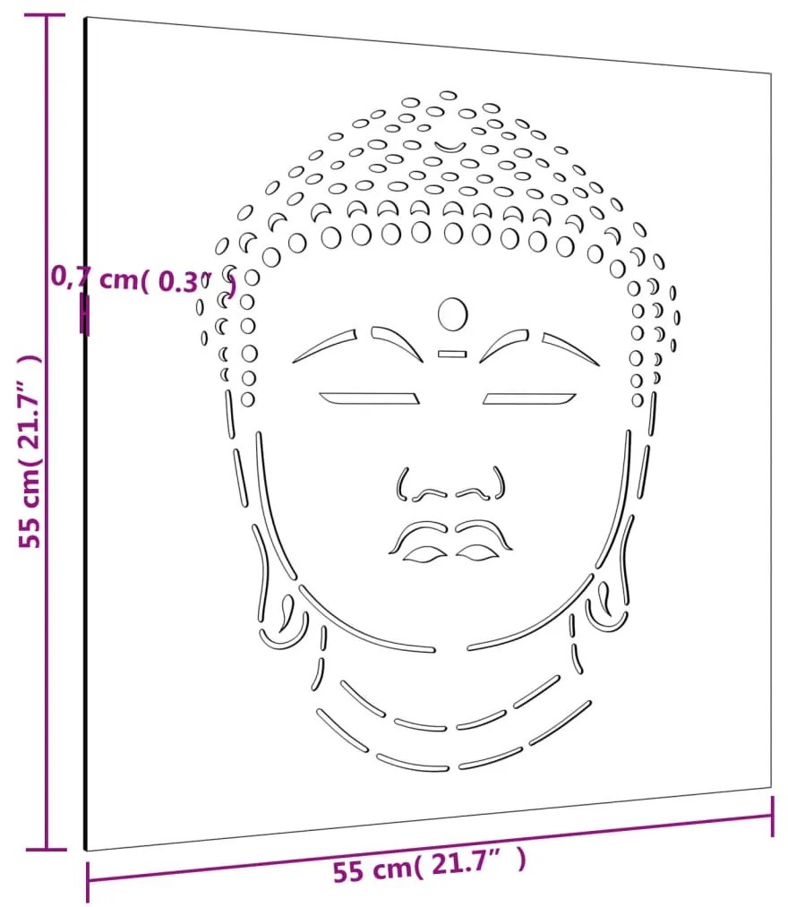 Διακοσμητικό Κήπου Σχέδιο Κεφάλι Βούδα 105x55 εκ. Ατσάλι Corten - Καφέ