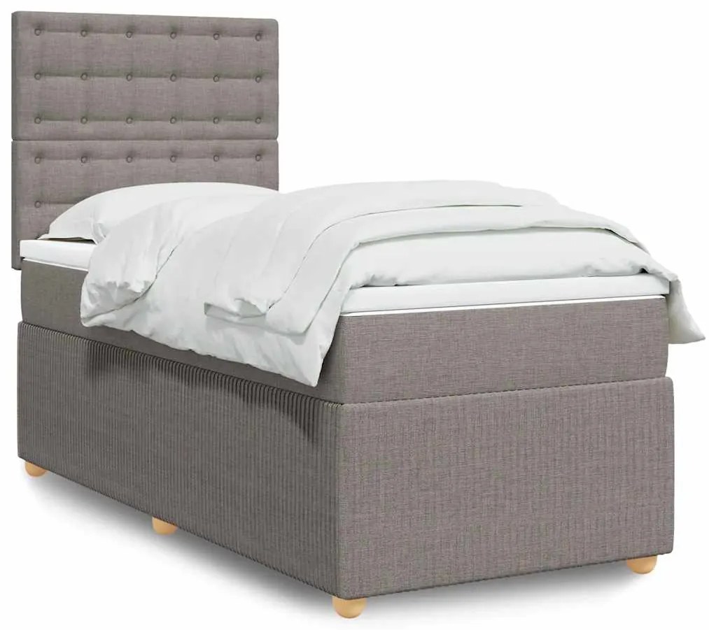 vidaXL Κρεβάτι Boxspring με Στρώμα Taupe 100 x 200 εκ. Υφασμάτινο