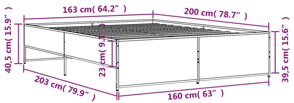 ΠΛΑΙΣΙΟ ΚΡΕΒΑΤΙΟΥ SONOMA ΔΡΥΣ 160X200 ΕΚ. ΕΠΕΞ. ΞΥΛΟ &amp; ΜΕΤΑΛΛΟ 3279878