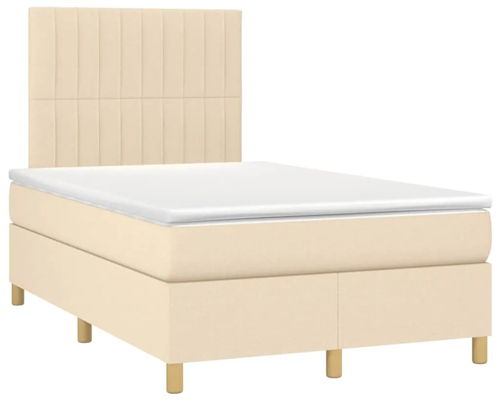 vidaXL Κρεβάτι Boxspring με Στρώμα Κρεμ 120x190 εκ. Υφασμάτινο