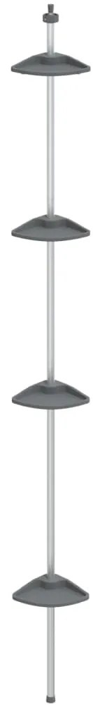 vidaXL Ράφι Ντους Γωνιακό Τηλεσκοπικό 4 Επιπέδων Ασημένιο Αλουμίνιο