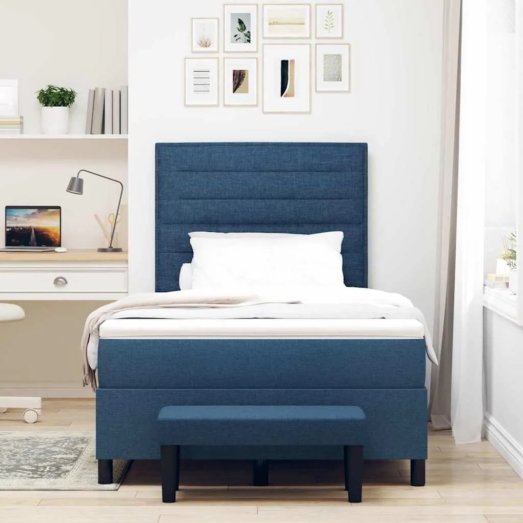 vidaXL Κρεβάτι με ελατήρια με στρώμα Μπλε 120 x 190 cm ύφασμα