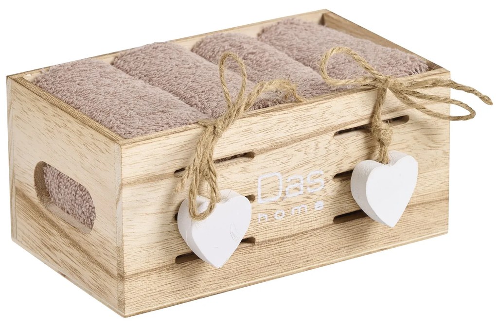 Σετ Λαβέτες σε καλαθάκι 4τμχ Soft 4008 Taupe 5204850244705