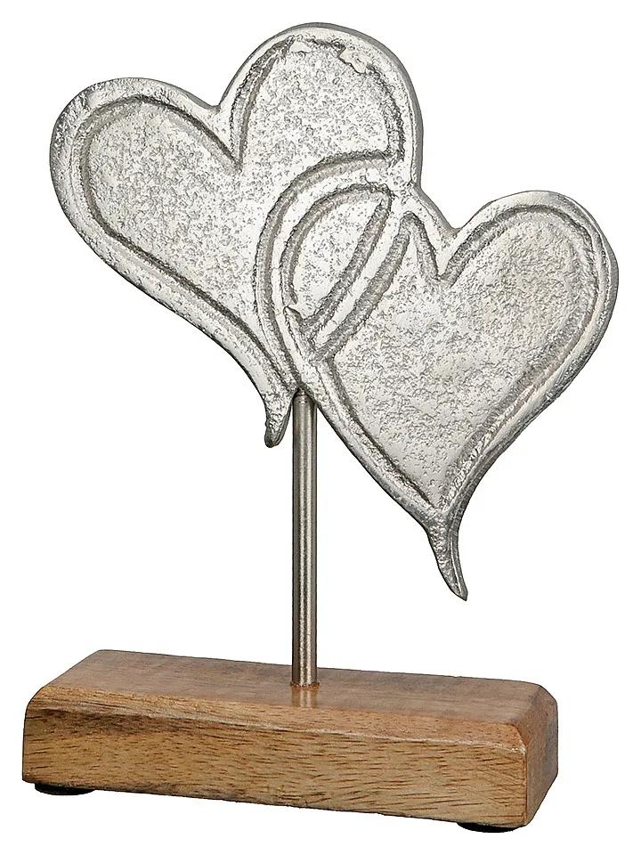 Διακοσμητικό ArteLibre Καρδιά 'Love' Σε Βάση Ασημί/Φυσικό Αλουμίνιο/Ξύλο 5x10x17cm