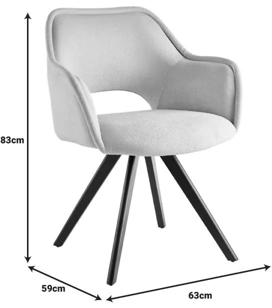 Καρέκλα - Πολυθρόνα Soreyia περιστρεφόμενη μπεζ ύφασμα-πόδι μαύρο μέταλλο 63x59x83εκ 63x59x83 εκ.