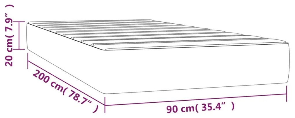 vidaXL Στρώμα με Pocket Springs Ανοιχτό Γκρι 90x200x20 εκ. Βελούδινο