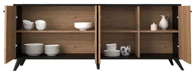 Μπουφές Flipter pakoworld μελαμίνης oak-μαύρο 182x40x78,6εκ