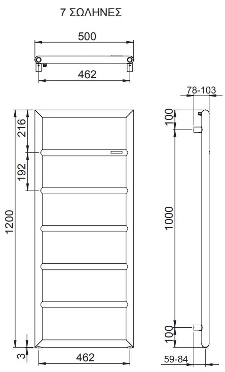 Πετσετοκρεμάστρα θερμαινόμενη Tempo-Anthraki-150 x 50 εκ.