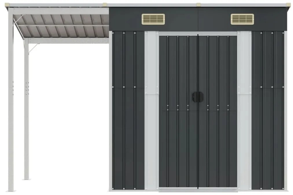 vidaXL Αποθήκη Κήπου Εκτεταμένη Οροφή Ανθρακί 277x110,5x181 εκ. Ατσάλι