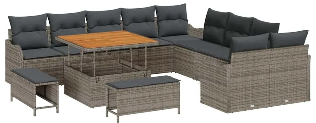 vidaXL Σετ Καναπέ Κήπου 13 pcs Γκρι συνθετικό ρατάν