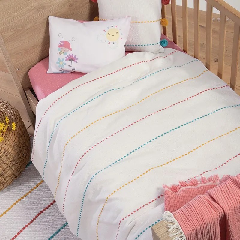 Βρεφική Κουβέρτα Κούνιας 110x150 Life Line Coral/Yellow 5205495550244