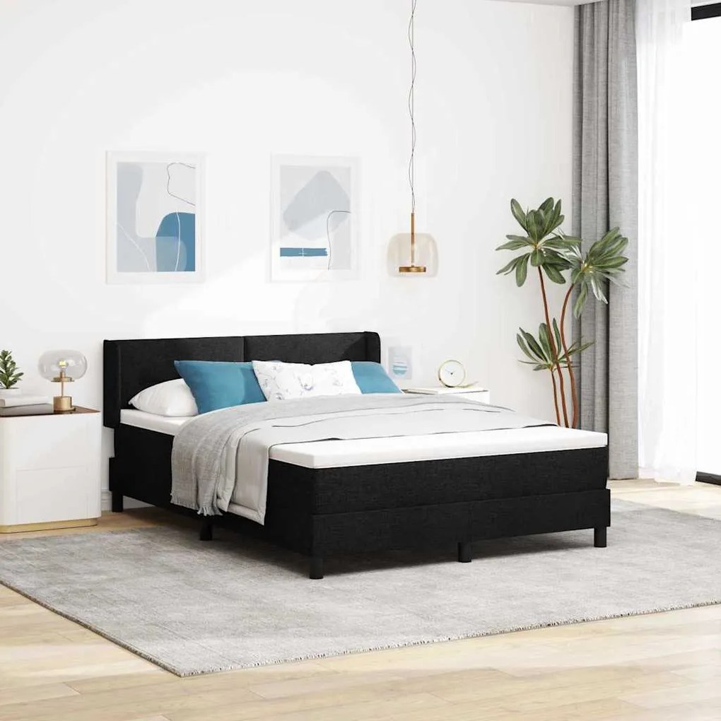 vidaXL Κρεβάτι με ελατήρια Μαύρο 140 x 200 cm Ύφασμα και αφρός