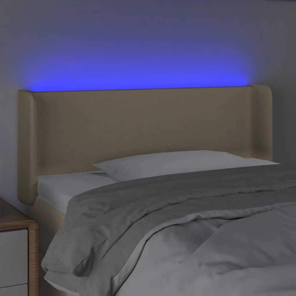 Κεφαλάρι Κρεβατιού LED Κρεμ 83x16x78/88 εκ. Υφασμάτινο - Κρεμ