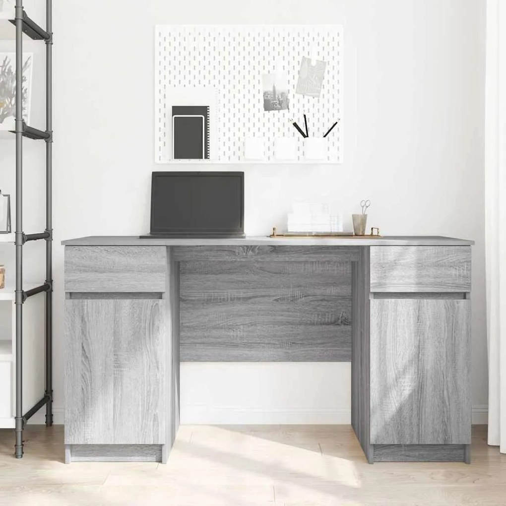 vidaXL Γραφείο Γκρι sonoma 140 x 49 x 76 εκ. Επεξεργασμένο ξύλο