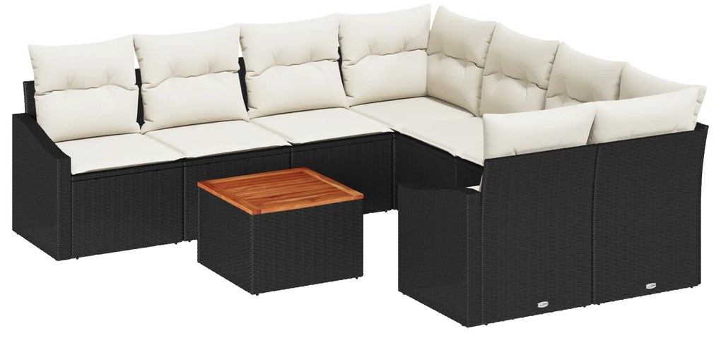 vidaXL Σετ Καναπέ Κήπου 9 pcs Μαύρος, λευκός 55 x 55 x 37 εκ