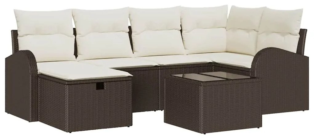 vidaXL Σετ Καναπέ Κήπου 7 pcs Καφέ και κρεμ 234 x 124 x 85 εκ