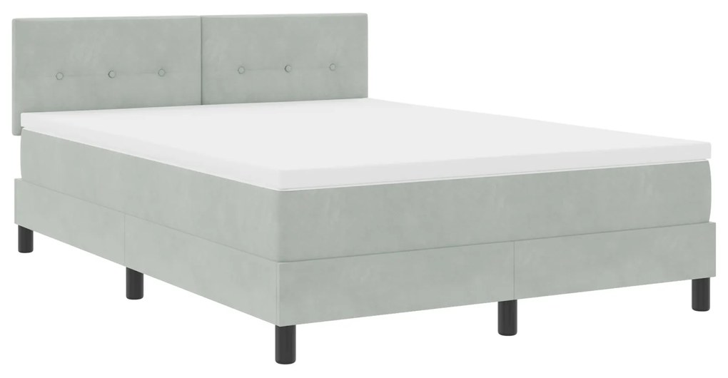 vidaXL Κρεβάτι Box Spring με Στρώμα Ανοιχτό Γκρι 140x200 εκ. Βελούδο