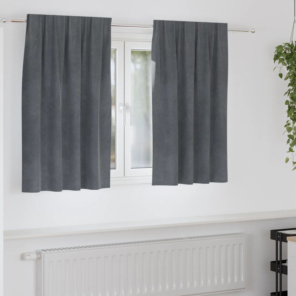 vidaXL Κουρτίνες με κουρτίνες 2 pcs Ανοιχτό γκρι 140 x 140 cm Βελούδο