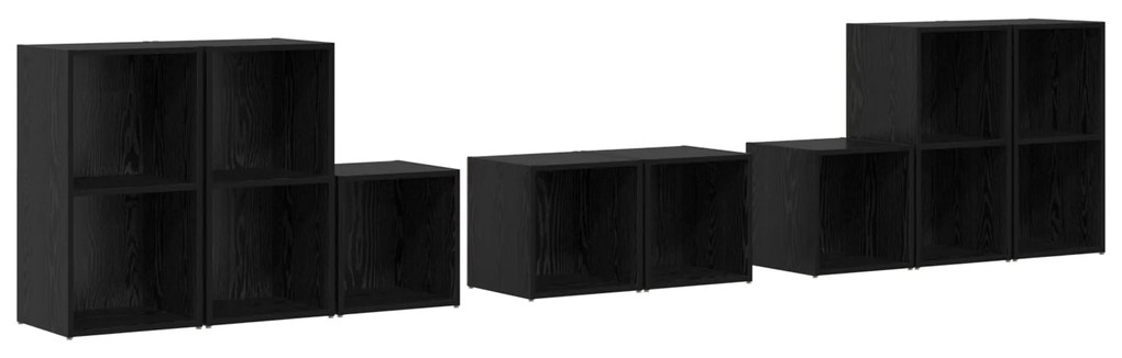 vidaXL με ράφι με αποθήκευση 8 pcs Μαύρη Οξυά Επεξεργασμένο ξύλο