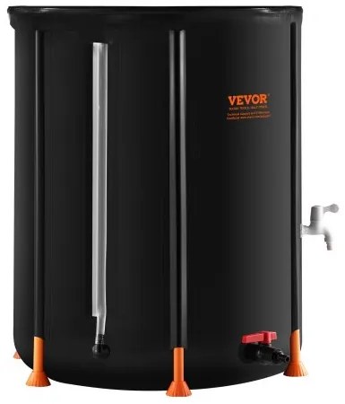 VEVOR Collapsible Rain Barrel 53 Gal Rain Catcher with Spigots and Overflow Kit