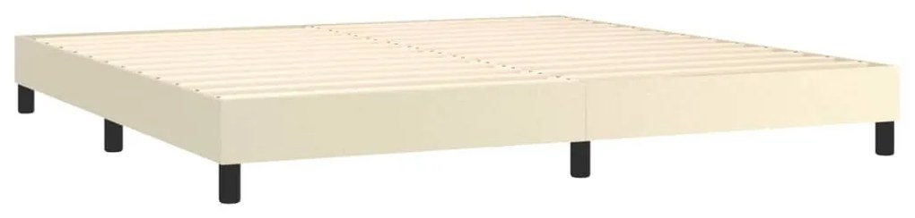 Κρεβάτι Boxspring με Στρώμα Κρεμ 200x200 εκ. Συνθετικό Δέρμα - Κρεμ