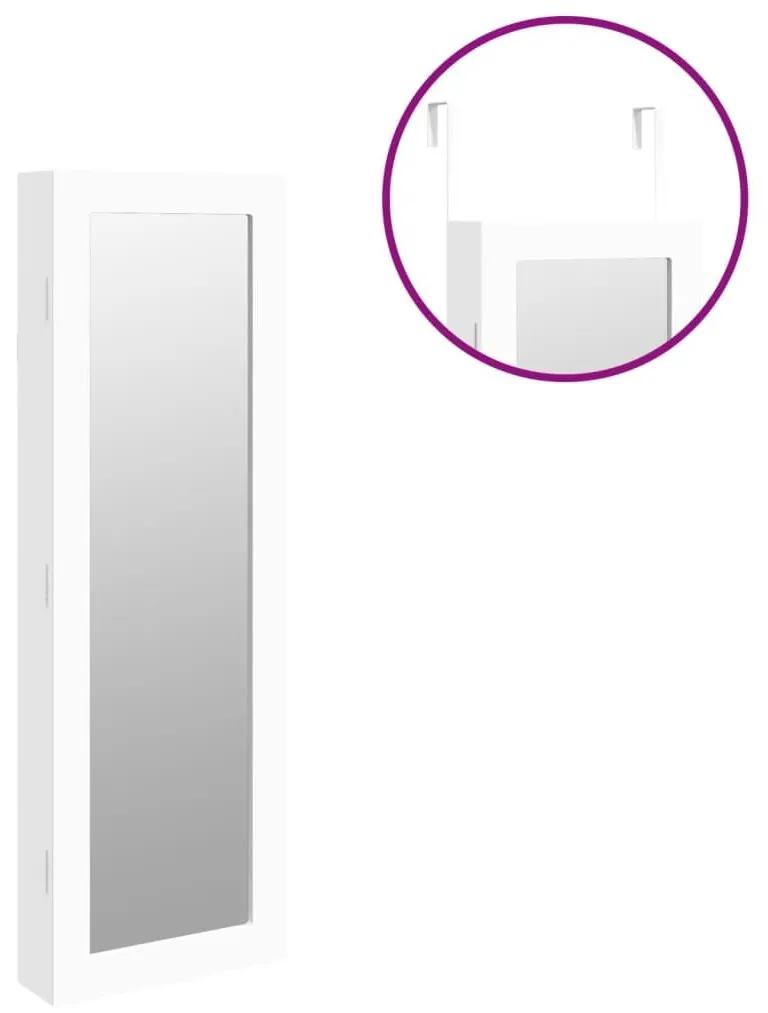 Έπιπλο Κοσμημάτων με Καθρέφτη Επιτοίχιο Λευκό 30 x 8,5 x 90 εκ. - Λευκό