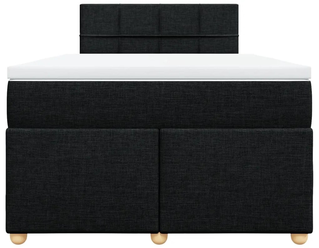 vidaXL Κρεβάτι Boxspring με Στρώμα Μαύρο 120x200 εκ. Υφασμάτινο