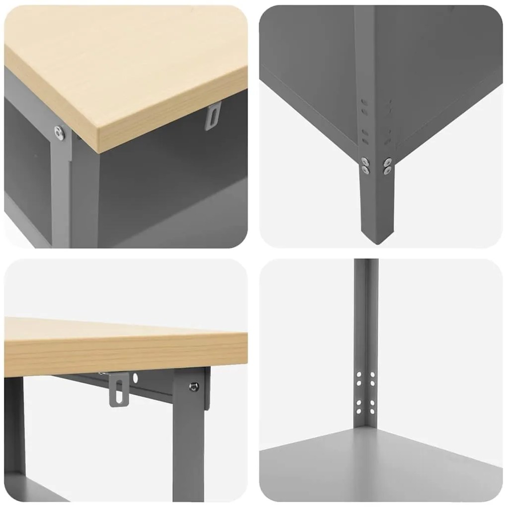 vidaXL Σετ πάγκου εργασίας με ράφι 2 pcs Γκρι 200 x 55 x 85 εκ Ατσάλι