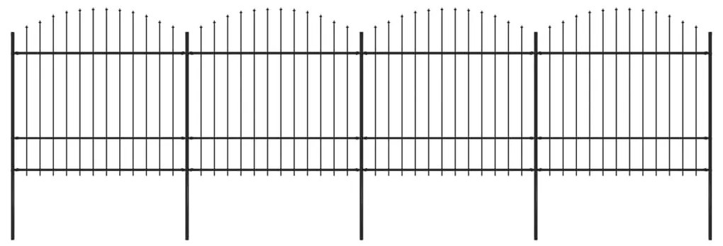 vidaXL Κάγκελα Περίφραξης με Λόγχες Μαύρα (1,5-1,75) x 6,8 μ. Ατσάλινα