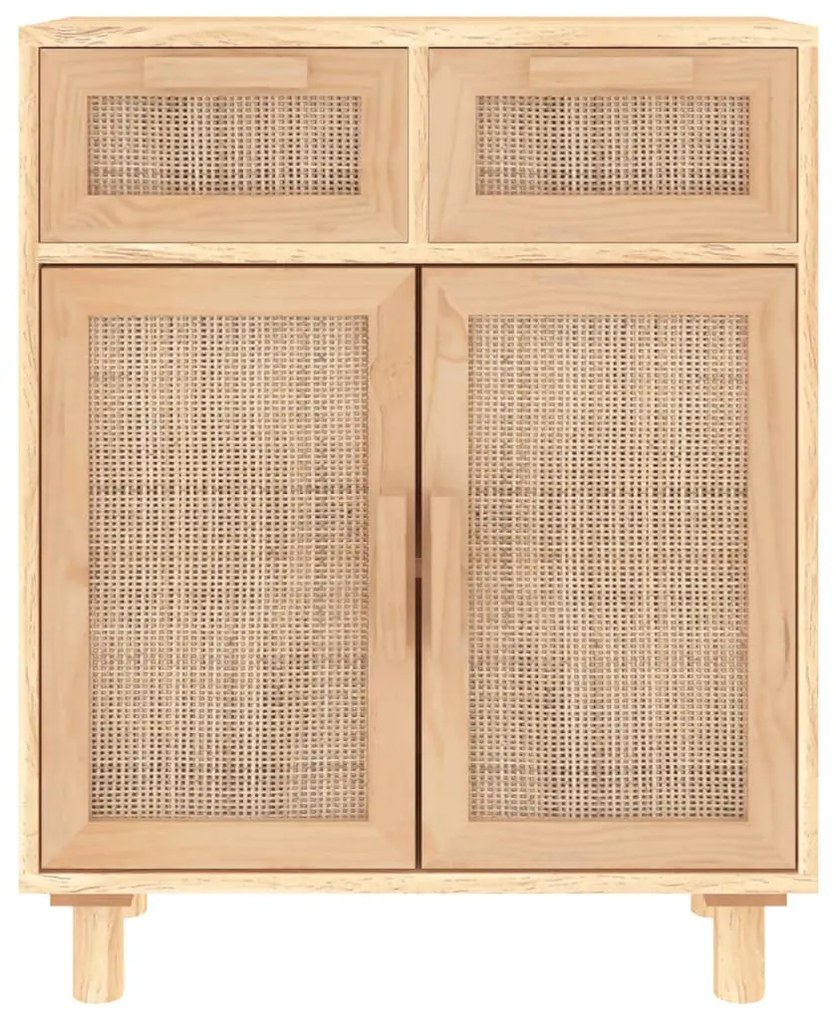 vidaXL Συρταριέρα Καφέ 60x30x75 εκ. Μασίφ Πεύκο &amp; Φυσικό Ρατάν