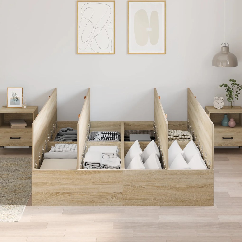 vidaXL Κρεβάτι Αποθήκευσης Σονομα Δρυς 140x200 εκ