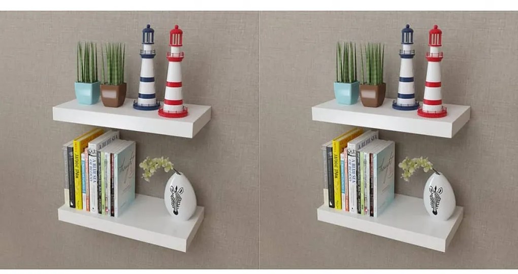 vidaXL Ράφια Τοίχου 4 τεμ. Λευκά 40 εκ.