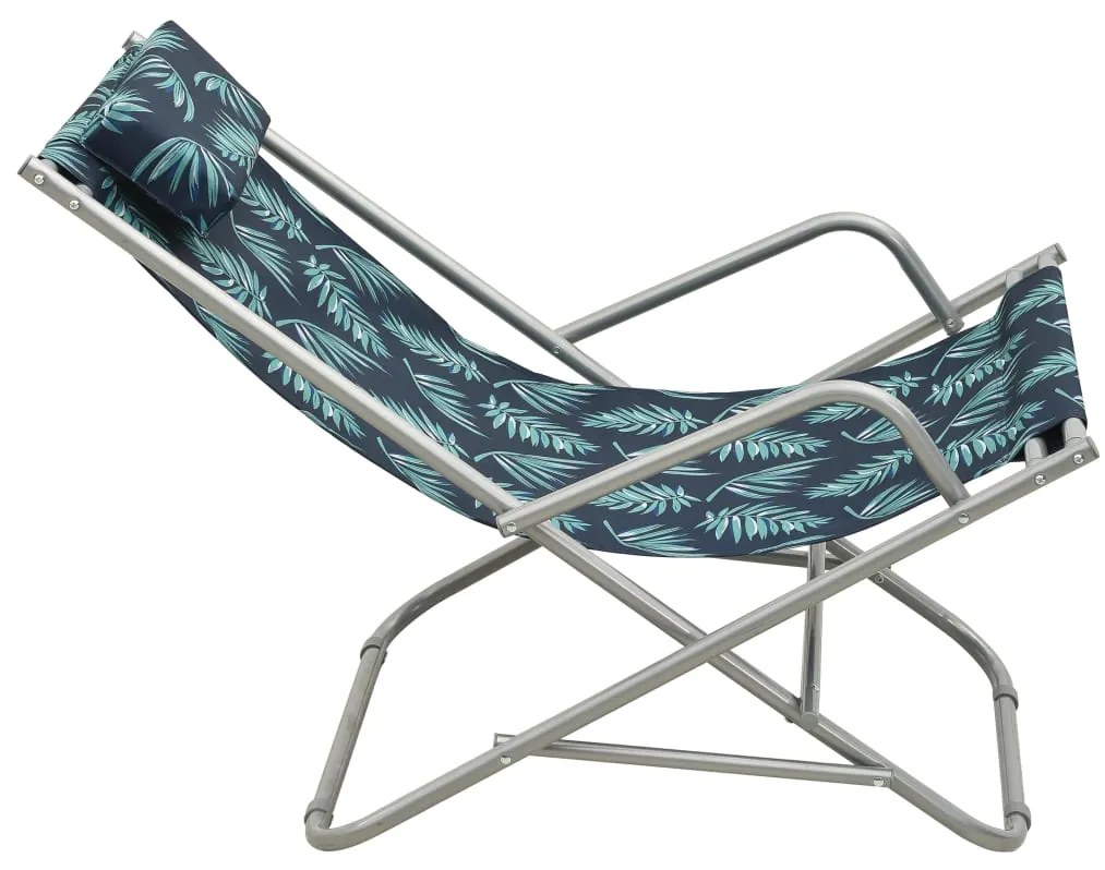 vidaXL Σεζλόνγκ Πτυσσόμενες 2 τεμ. με Σχέδιο Φύλλων Ατσάλινες