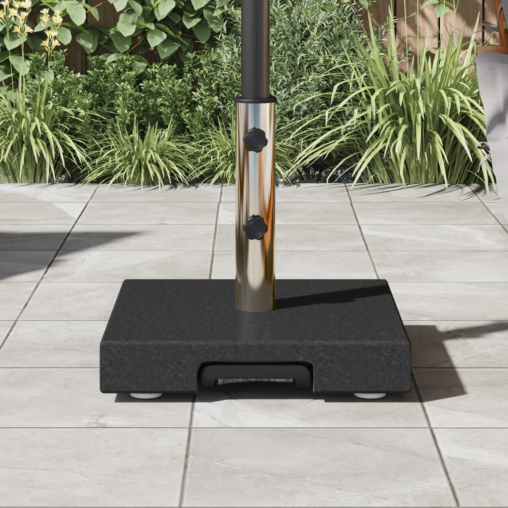 vidaXL Βάση Ομπρέλας με Ρόδες Μαύρη Γρανίτη 29 kg, Τετράγωνη