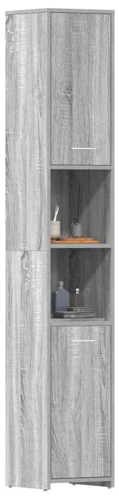 vidaXL Ντουλάπι Μπάνιου Γκρι Sonoma 30x30x183,5 εκ. Επεξεργασμένο Ξύλο