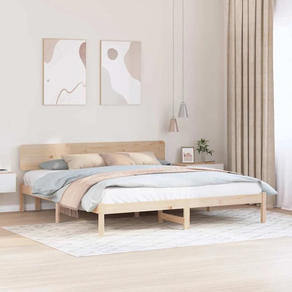 vidaXL Σκελετός Κρεβατιού Φυσικό 180 x 200 cm Μασίφ ξύλο πεύκου