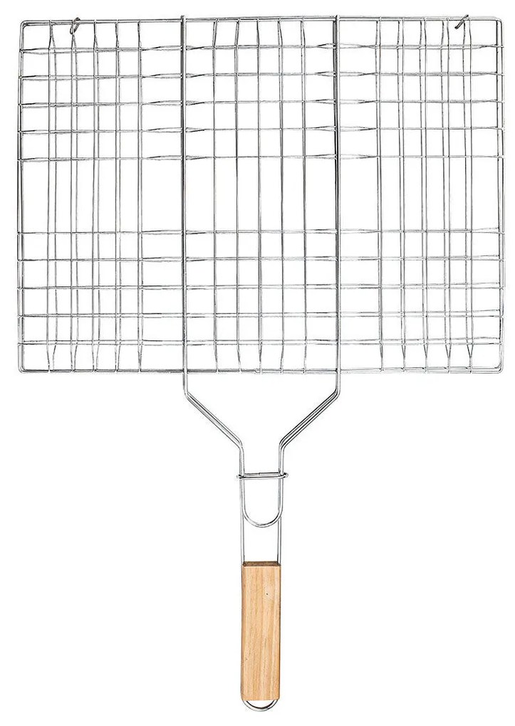 Estia 05-9472 Σχάρα Ψησίματος Bbq Με Ξύλινη Λαβή 60x40cm Μέταλλο, Silver
