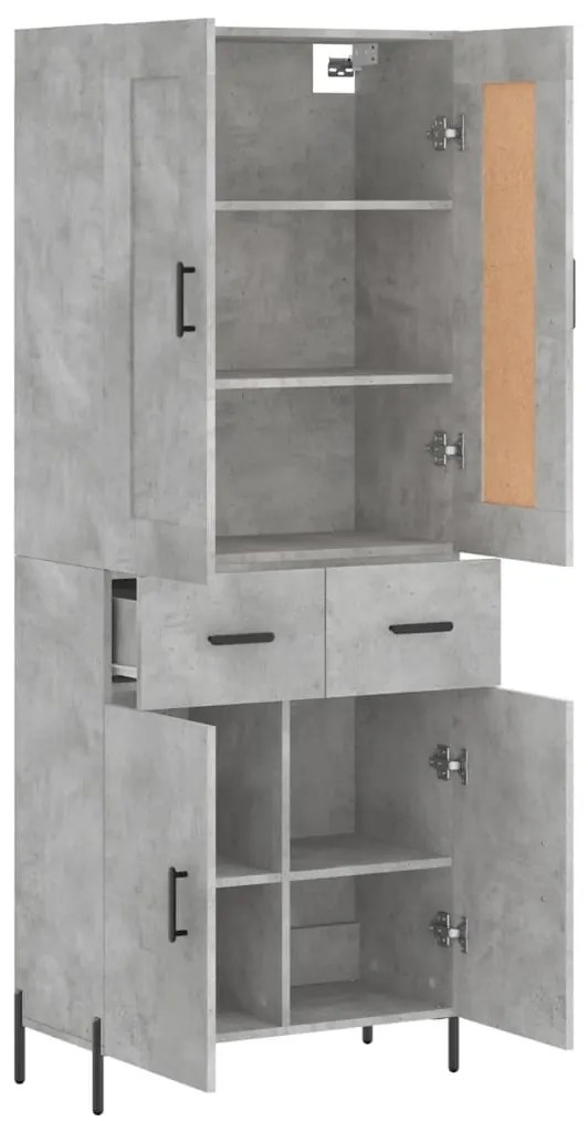 vidaXL Ντουλάπι Γκρι Σκυροδέματος 69,5x34x180 εκ. Επεξεργασμένο Ξύλο