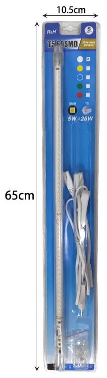R&amp;H Φωτιστικό Πάγκου Κουζίνας LED 5W Ψυχρό Λευκό με Διακόπτη 58εκ. - LED Mirror Lights T5 60SMD