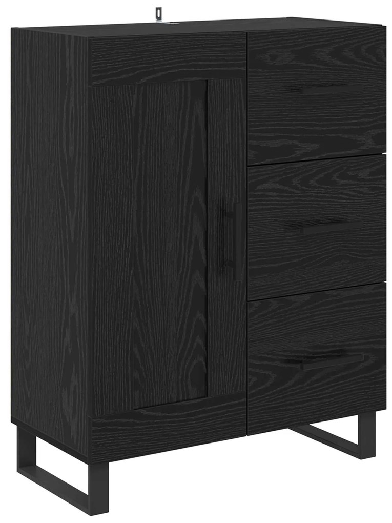 vidaXL Highboard με συρτάρι 2 pcs Μαύρη Οξυά Σύνθετο Ξύλο και Γυαλί
