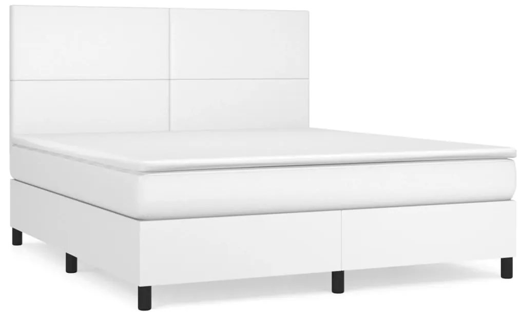 vidaXL Κρεβάτι Boxspring με Στρώμα Λευκό 180x200 εκ. Συνθετικό Δέρμα