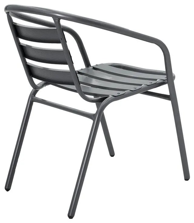 Σετ κήπου - Tραπεζαρία Watson - Tade 3 τεμ. μέταλλο - γυαλί ανθρακί Φ60x70 εκ. 60x60x70 εκ.