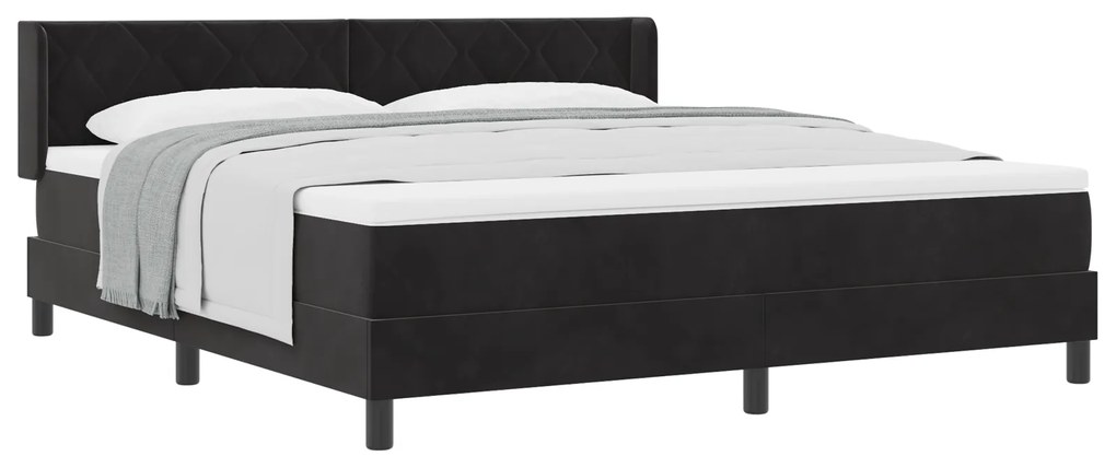 vidaXL κρεβάτι Box Spring με στρώμα Μαύρο 180x200 εκ Βελούδο