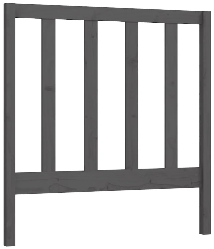 vidaXL Κεφαλάρι Kρεβατιού Γκρι 81 x 4 x 100 εκ. από Μασίφ Ξύλο Πεύκου