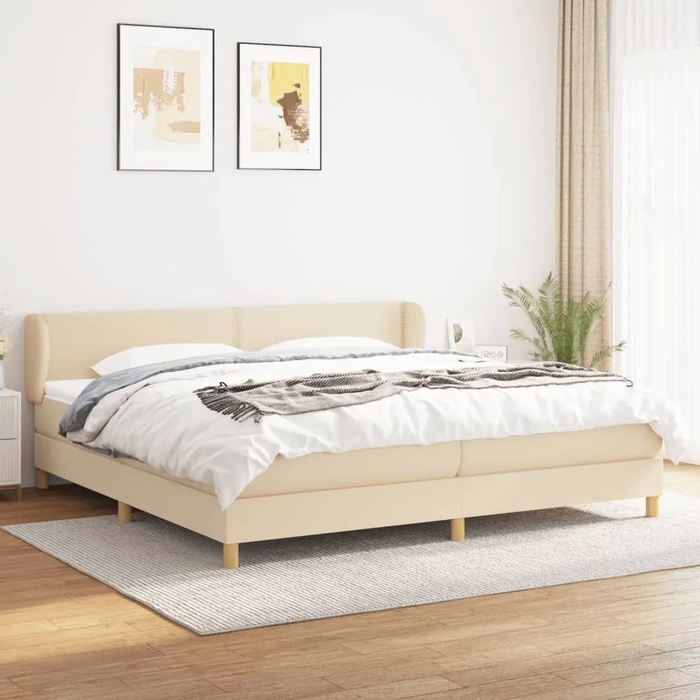 ΚΡΕΒΑΤΙ BOXSPRING ΜΕ ΣΤΡΩΜΑ ΚΡΕΜ 200X200 ΕΚ. ΥΦΑΣΜΑΤΙΝΟ 3126754