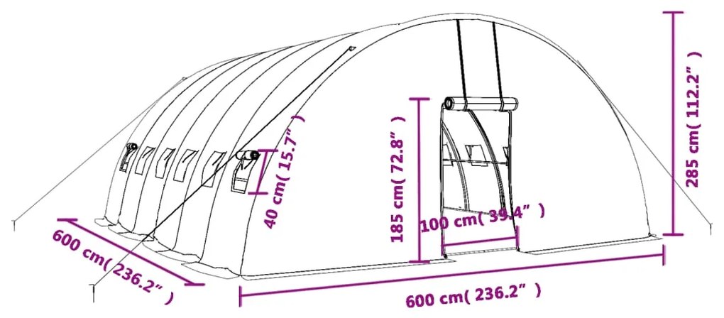 ΘΕΡΜΟΚΗΠΙΟ ΜΕ ΑΤΣΑΛΙΝΟ ΠΛΑΙΣΙΟ ΛΕΥΚΟ 36 Μ² 6 X 6 X 2,85 Μ. 3188117