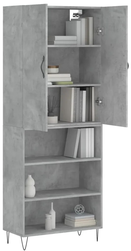vidaXL Ντουλάπι Γκρι Σκυροδέματος 69,5x34x180 εκ. Επεξεργασμένο Ξύλο