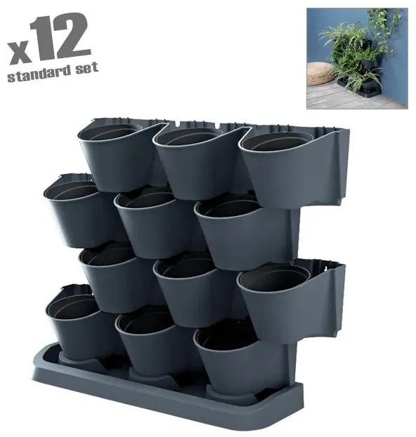 MarHome ΓΛΑΣΤΡΑΚΙΑ X12 ΕΠIΔΑΠΕΔΙΑ ΑΝΘΡΑΚΙ CASCADE GARDEN 68.5x19x54.6cm 1/1ΚΙΒ 09-IO2W600S-S433