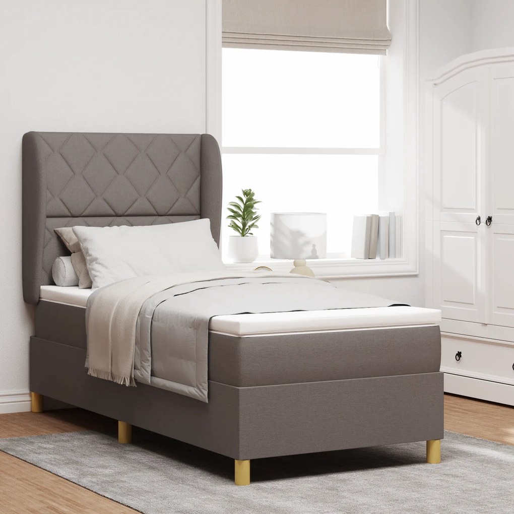 vidaXL Κρεβάτι Box Spring με Στρώμα Ταπάζ 90x200 εκ. Υφασμάτινο